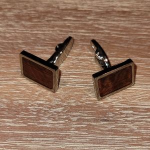 TITANIUM CUFF LINKS WITH HAWAIIAN KOA WOOD INLAY
